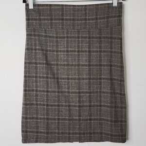 MARJORA NEUTRAL EARTHY TONED PLAID GLENCHECK PENCIL SKIRT SIZE MEDIUM